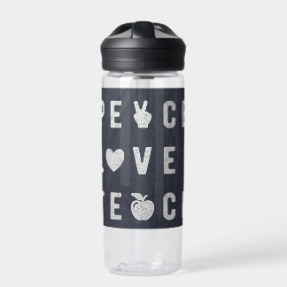 Peace Love Teach Water Bottle Teacher Gift Drink