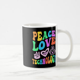 Peace Love Technology Retro Computer Teacher Vibes Coffee Mug