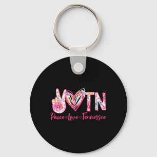 Peace Love Tennessee Floral Vintage Tennessee Key Ring