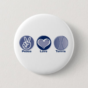 Peace Love Tennis 6 Cm Round Badge