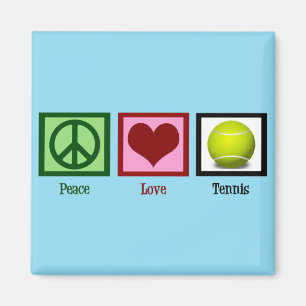 Peace Love Tennis Blue Magnet