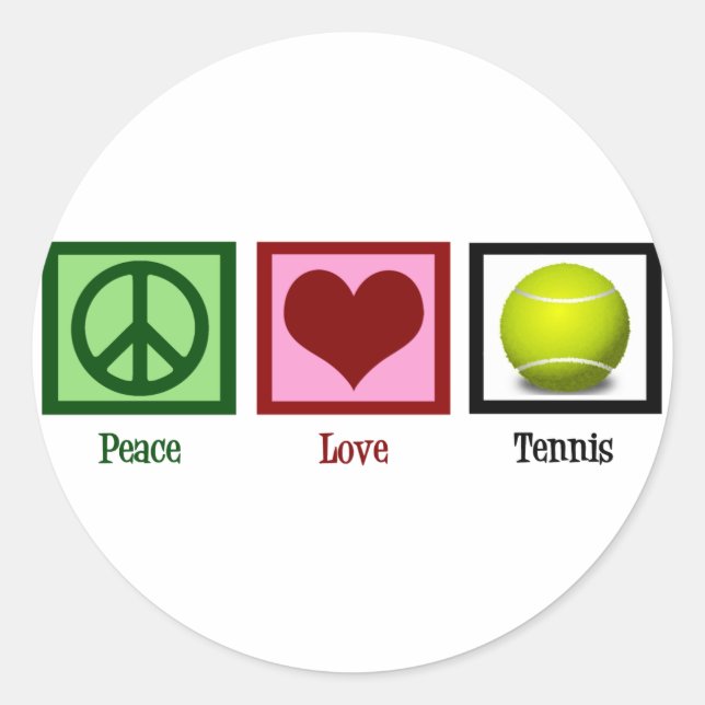 Peace Love Tennis Classic Round Sticker (Front)