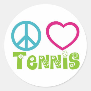 Peace Love Tennis Classic Round Sticker