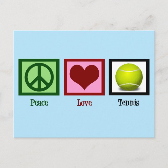 Peace Love Tennis Cute Blue Postcard (Front)
