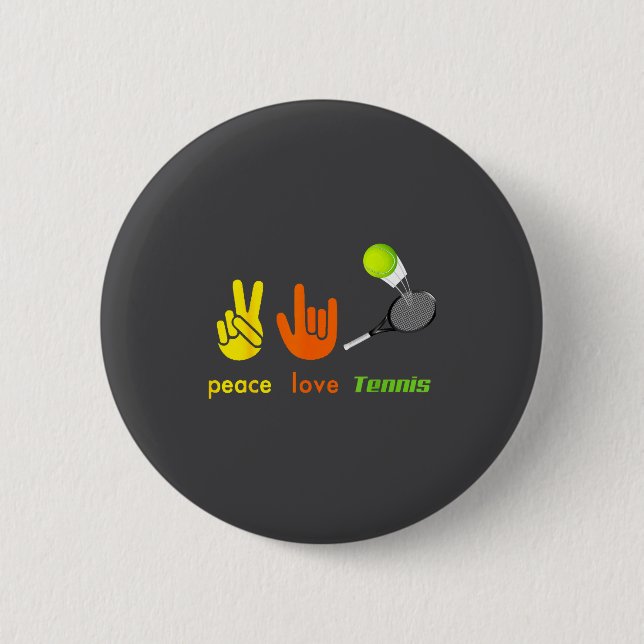 Peace Love Tennis Funny Tennis Lovers Hand Sign De 6 Cm Round Badge (Front)