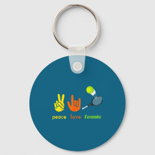 Peace Love Tennis Funny Tennis Lovers Hand Sign De Key Ring