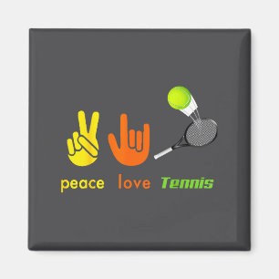 Peace Love Tennis Funny Tennis Lovers Hand Sign De Magnet
