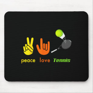 Peace Love Tennis Funny Tennis Lovers Hand Sign De Mouse Mat
