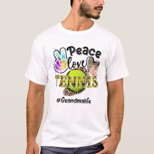 Peace Love Tennis Grandma Life Mum Grandma Leopard T-Shirt