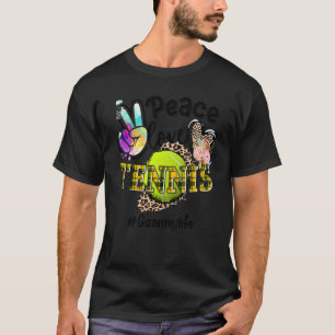 Peace Love Tennis Granny Life Mom Grandma Leopard T-Shirt