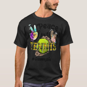 Peace Love Tennis Granny Life Mum Grandma Leopard T-Shirt