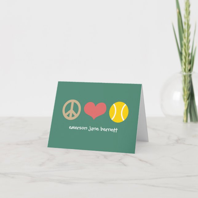 Peace, Love, Tennis Green Thank You Card (Front)