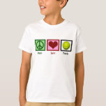 Peace Love Tennis Kids T-Shirt<br><div class="desc">Are you the tennis pro at your elementary school? A cute children's tennis tee.</div>