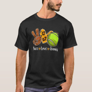 Peace Love Tennis Leopard Print Cheetah Pattern T-Shirt