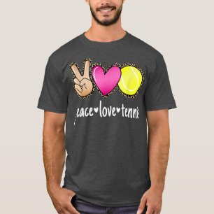 Peace Love Tennis Leopard Print Girls Women Tennis T-Shirt