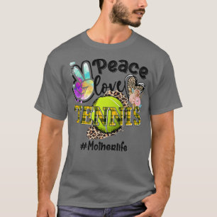 Peace Love Tennis Mother Life Mom Grandma Leopard T-Shirt