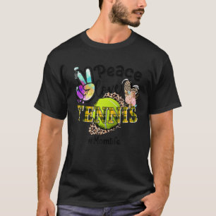 Peace Love Tennis Mum Life Mum Grandma Leopard T-Shirt