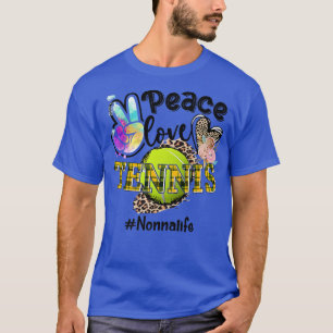 Peace Love Tennis Nonna Life Mom Grandma Leopard  T-Shirt