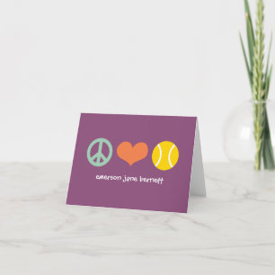 Peace, Love, Tennis Purple Thank You Card
