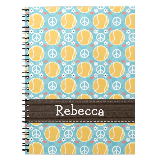 Peace Love Tennis Spiral Notebook Journal (Front)