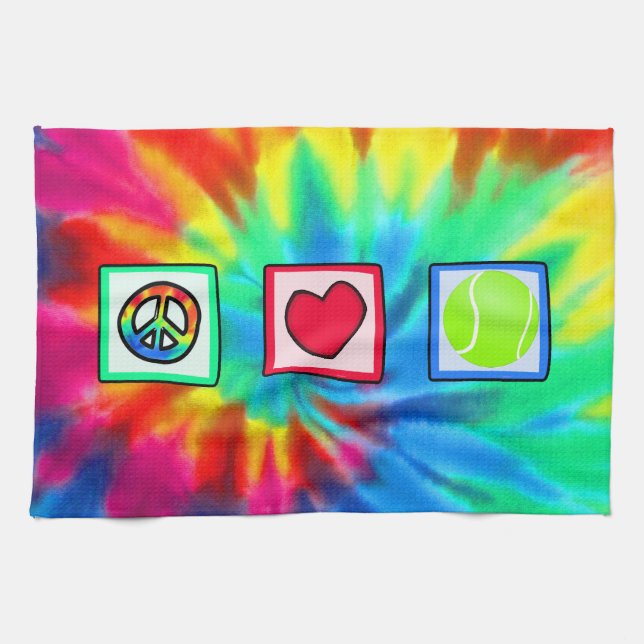 Peace, Love, Tennis Tea Towel (Horizontal)