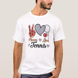 Peace Love Tennis Tennis Lover Funny Tennis T-Shirt