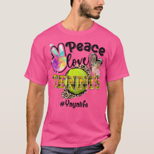 Peace Love Tennis Yaya Life Mum Grandma Leopard  T-Shirt