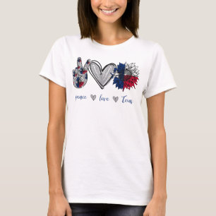 Peace Love Texas Flag Sunflower  T-Shirt