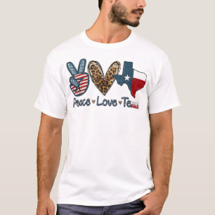 Peace Love Texas TX Texas Flag Funny City Home Roo T-Shirt
