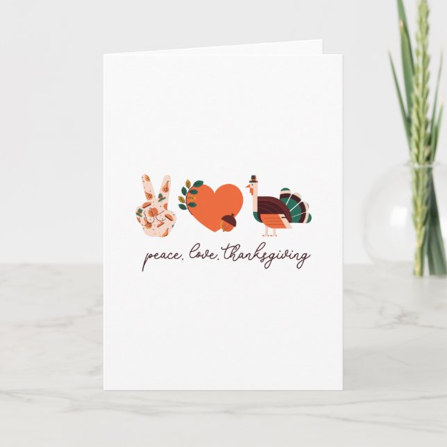 Peace Love Thanksgiving Turkey Gift Card (Front)