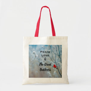 Peace Love & The great Outdoors Cardinal Photo Tote Bag
