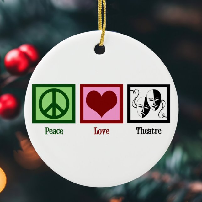 Peace Love Theatre Cute Theater Actor Christmas Ceramic Tree Decoration (Creator Uploaded)