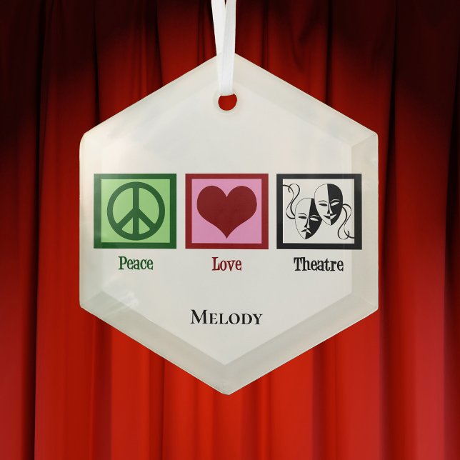 Peace Love Theatre Personalized Christmas Glass Tree Decoration (Creator Uploaded)