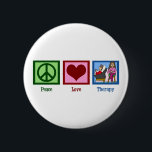 Peace Love Therapy 6 Cm Round Badge<br><div class="desc">A peace sign,  heart,  and a therapist treating a patient on the couch. A cute gift for a psychologist or someone who provides therapy and likes psychology.</div>