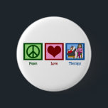 Peace Love Therapy 6 Cm Round Badge<br><div class="desc">A peace sign,  heart,  and a therapist treating a patient on the couch. A cute gift for a psychologist or someone who provides therapy and likes psychology.</div>