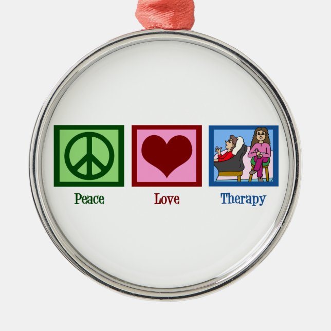 Peace Love Therapy Metal Tree Decoration (Front)