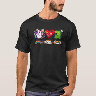 Peace Love Third Grade Squad Back To School First T-Shirt