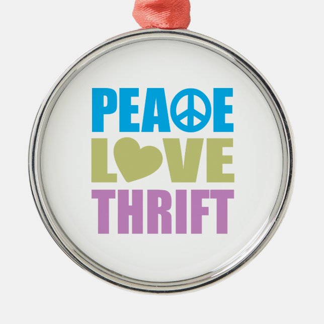 Peace Love Thrift Metal Tree Decoration (Front)