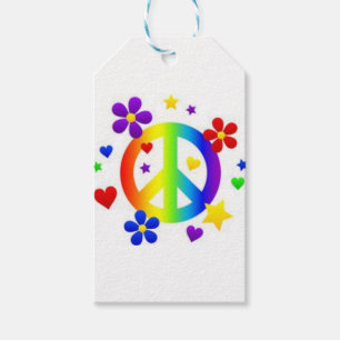 PEACE LOVE TIE DYE HIPPIE SYMBOL GIFT TAGS