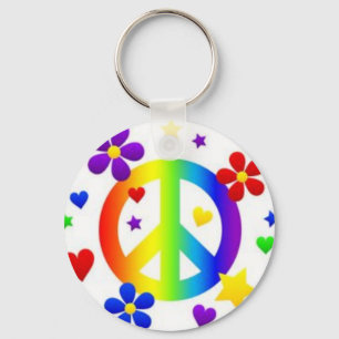 PEACE LOVE TIE DYE HIPPIE SYMBOL KEY RING
