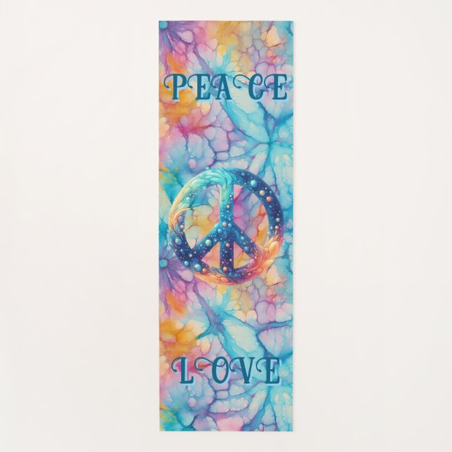 Peace Love Tie-Dye Yoga Mat (Front)