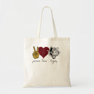 Peace Love Tiger Animal Face Tiger Lover Tote Bag
