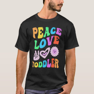 PEACE LOVE TODDLER Retro Preschool Teacher Groovy  T-Shirt