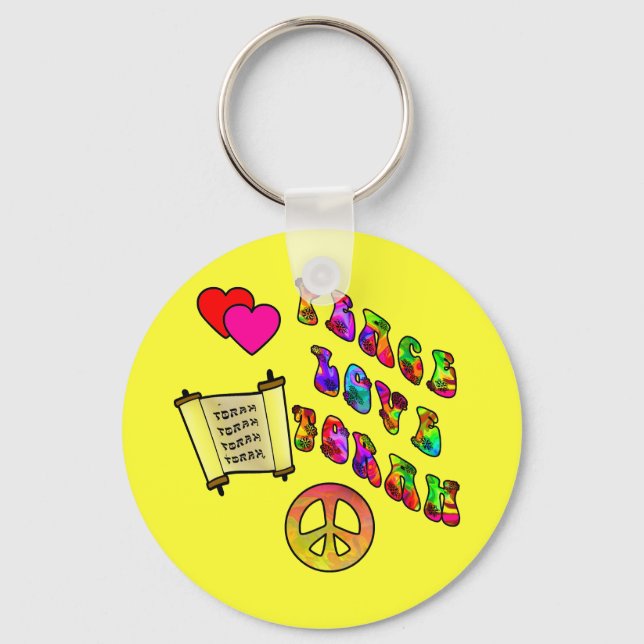 Peace Love Torah Keychain (Front)