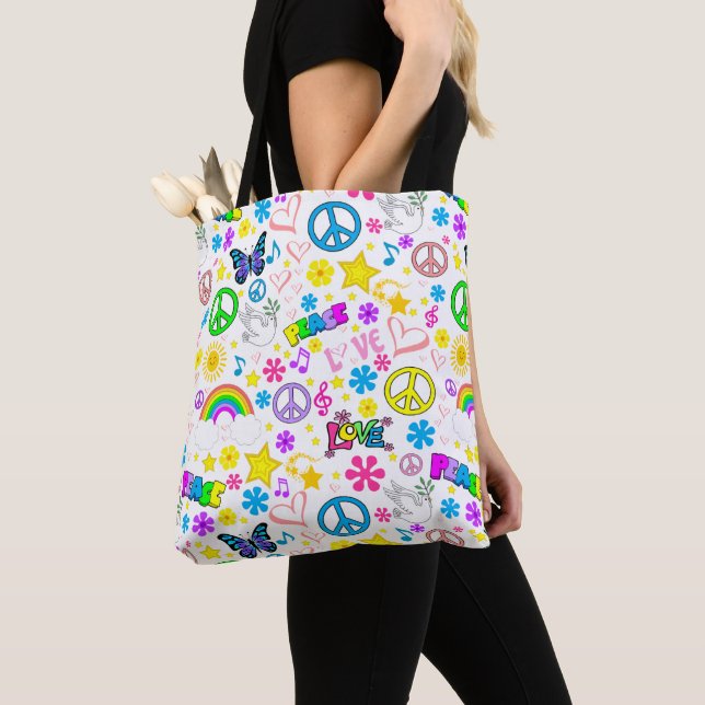 Peace & Love   Tote Bag (Close Up)