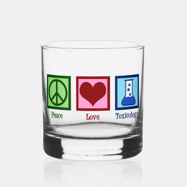 Peace Love Toxicology Cute Toxicologist Whiskey Glass (Front)