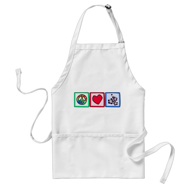 Peace, Love,  Tropical Flowers Standard Apron (Front)