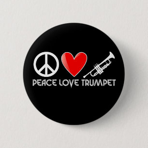 Peace, Love, Trumpet 6 Cm Round Badge
