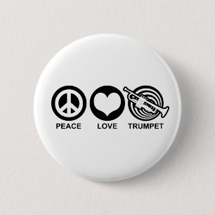 Peace Love Trumpet 6 Cm Round Badge