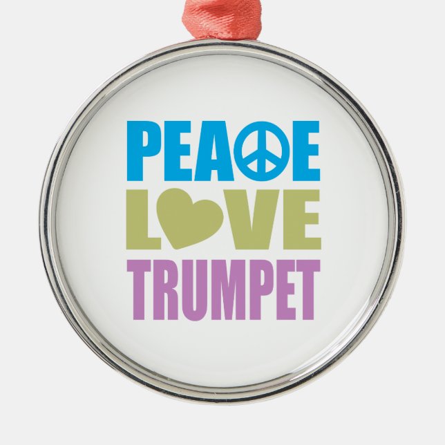 Peace Love Trumpet Metal Tree Decoration (Front)